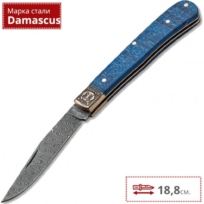 Складной нож BOKER TRAPPER UNO ANNUAL 2021 CHAD NICHOLS RIPPLE DAMASCUS 1132021DAM BK1132021DAM
